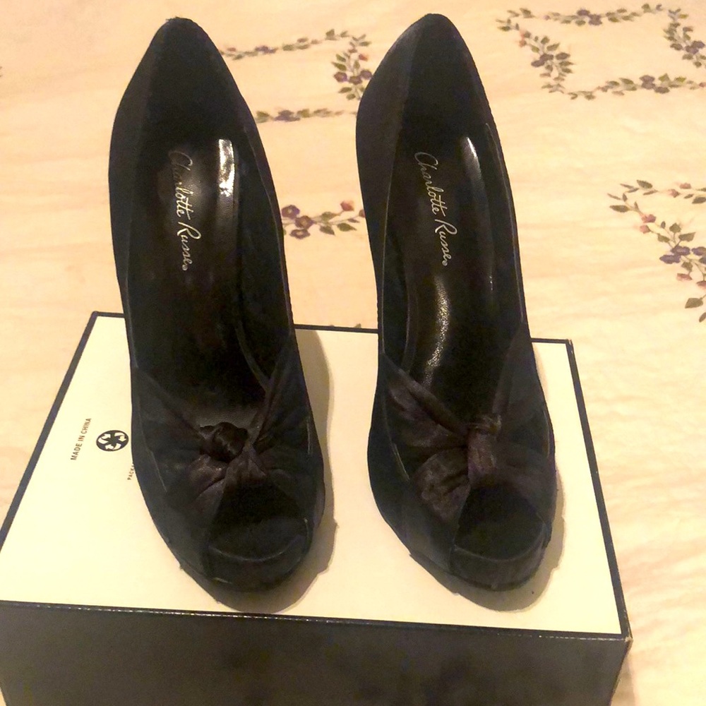 Charlotte Russe satin black heels. Size 6 wore one time.